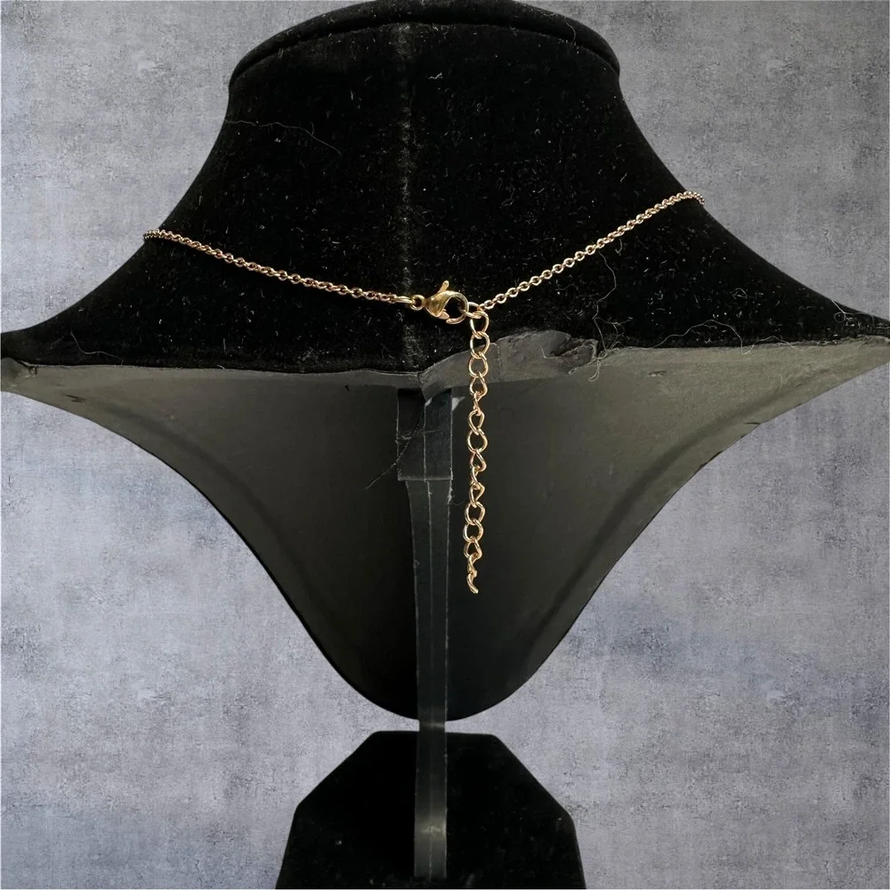 Wine Bottle & Glass Lariat Necklace Womens Gold Tone Novelty‎ Fun